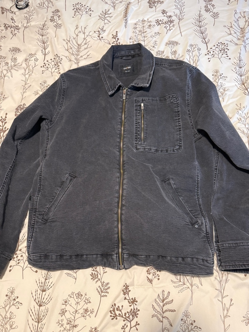 Duer Men’s Washed Charcoal Zip-Front Sweater Jacket